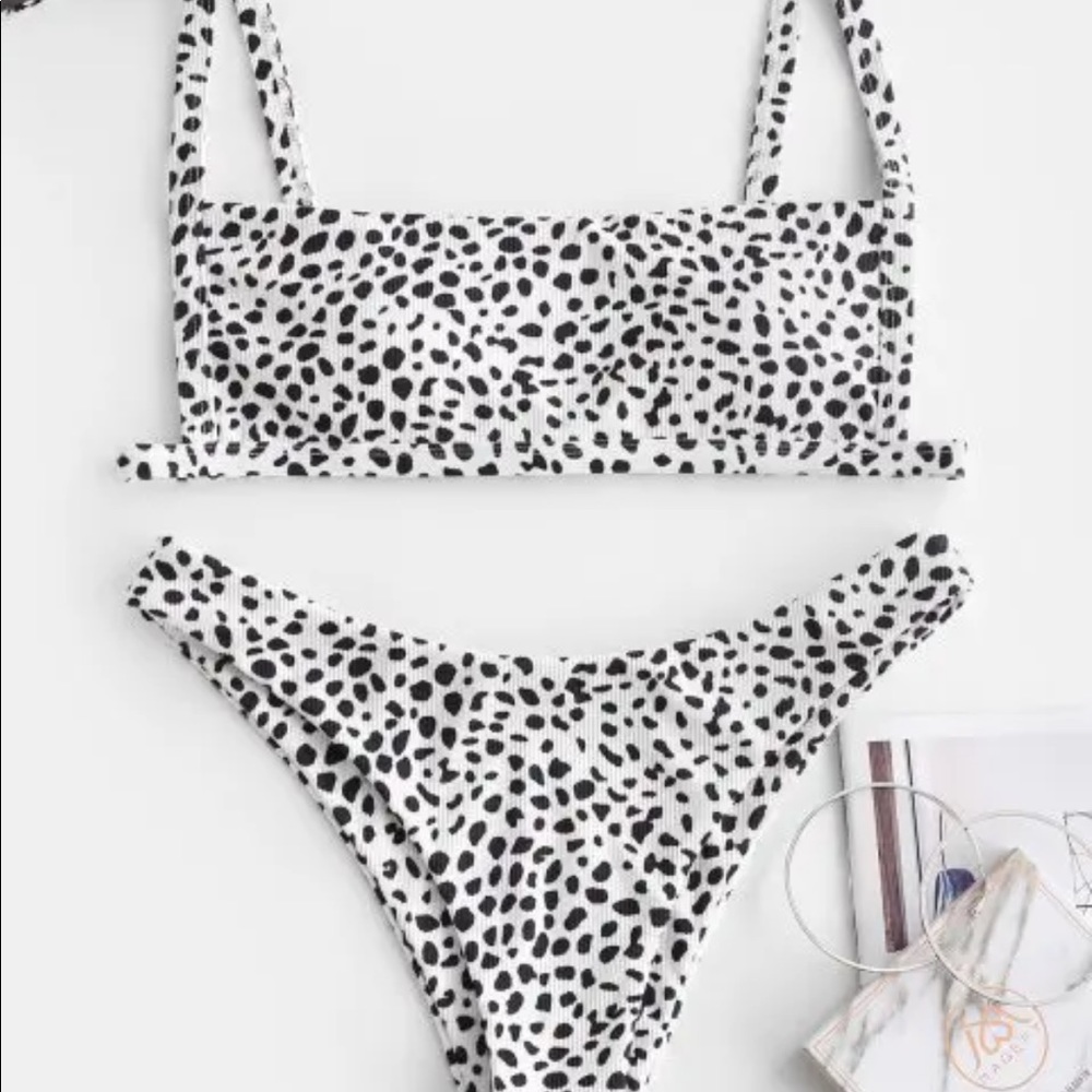 Dalmatian Print Ribbed Bikini